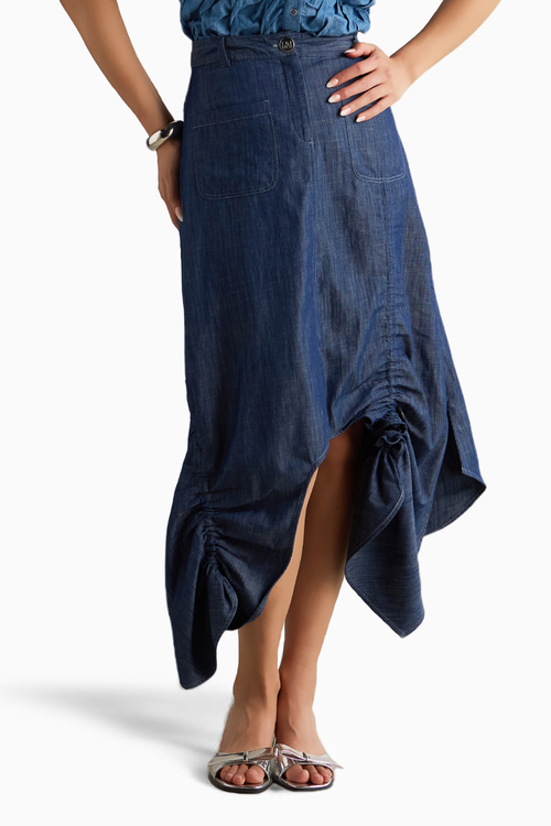Denim Gathered Skirt
