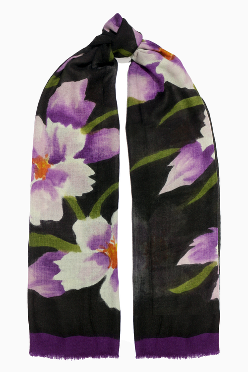 Lilac Floral Wool Scarf