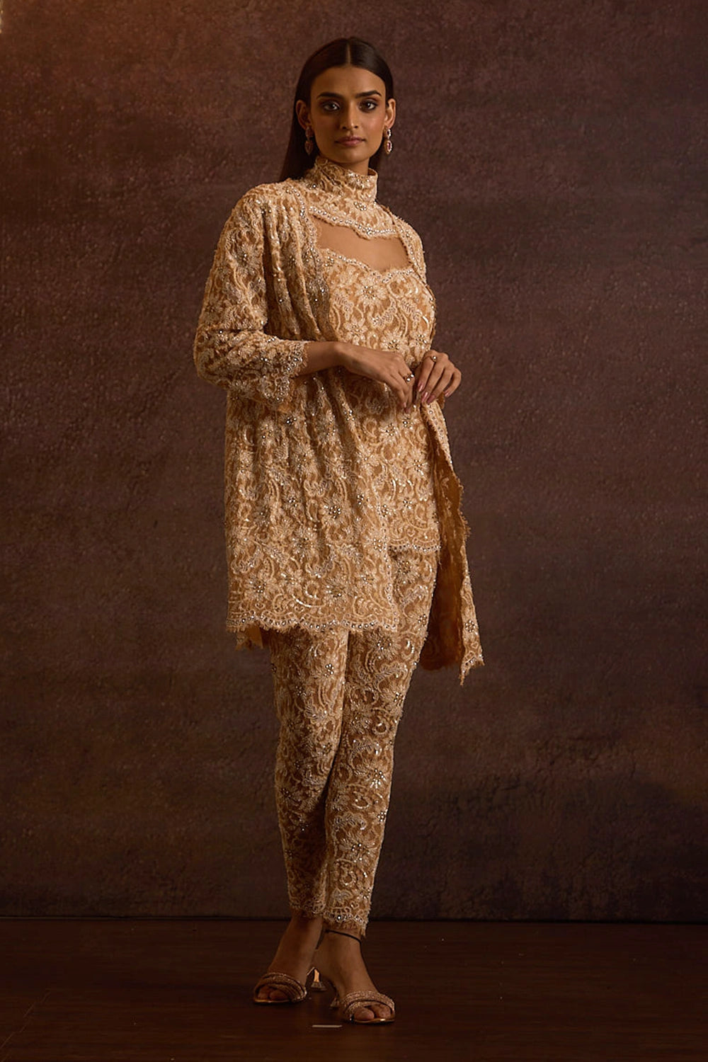 Eraya Short Kurta, Pants And Mid Thigh Jacket