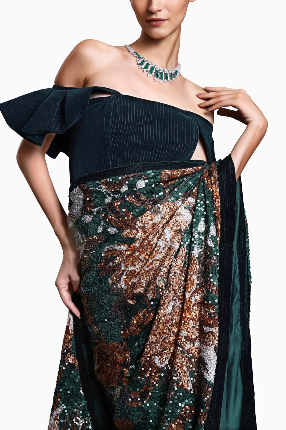 CF Emerald Snake Saree