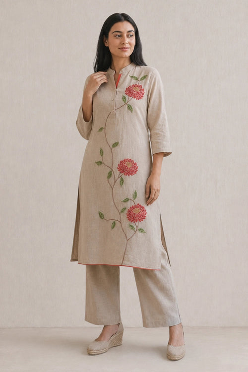 Natural Chrysanthemum Tunic Set