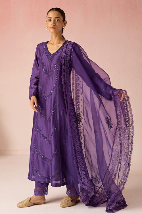 Purple Orchid Bahaara Chanderi Silk Kurta Set