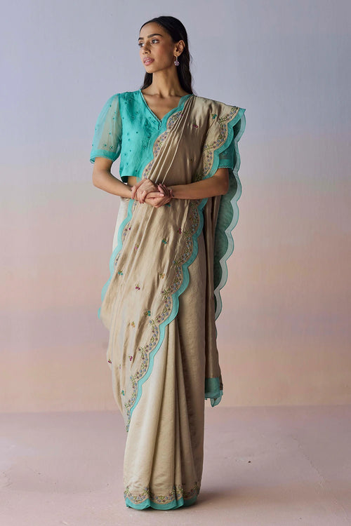 Ocean's Breath Embroidered Saree