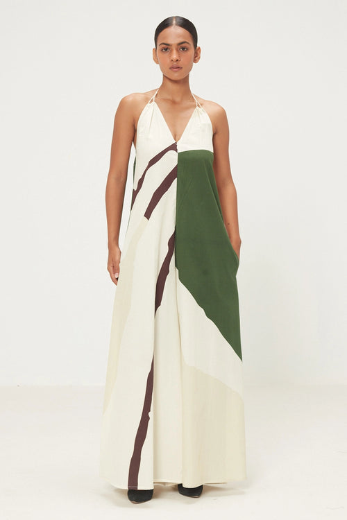 Ecru Green Sandleaf Jumpsuit