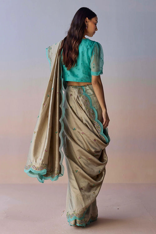 Ocean's Breath Embroidered Saree