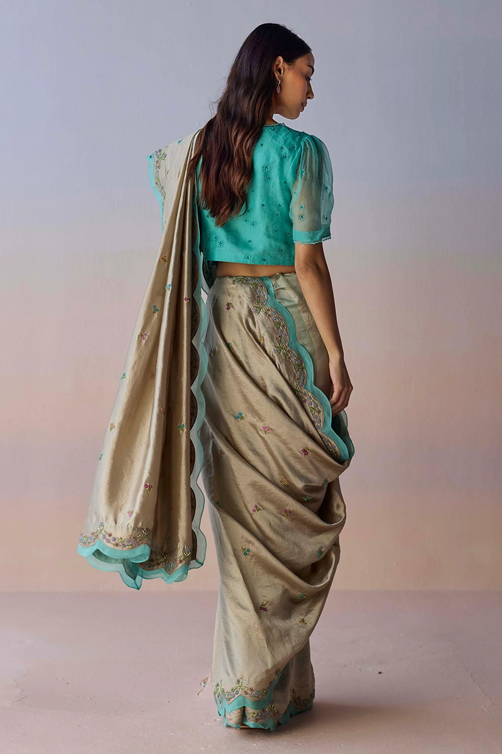 Ocean's Breath Embroidered Saree