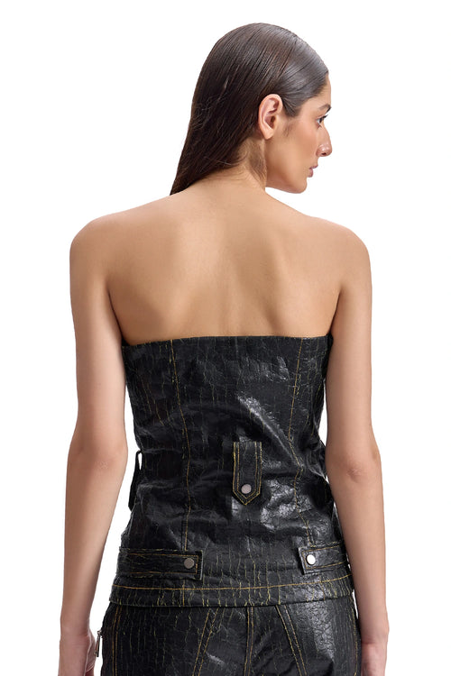 Cracked Leather Biker Corset
