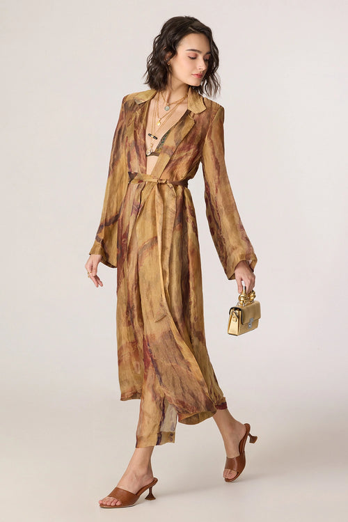 Gold Arleth Bralette with Vellora Trousers and Belen Trench
