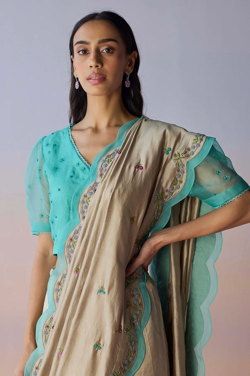 Ocean's Breath Embroidered Saree