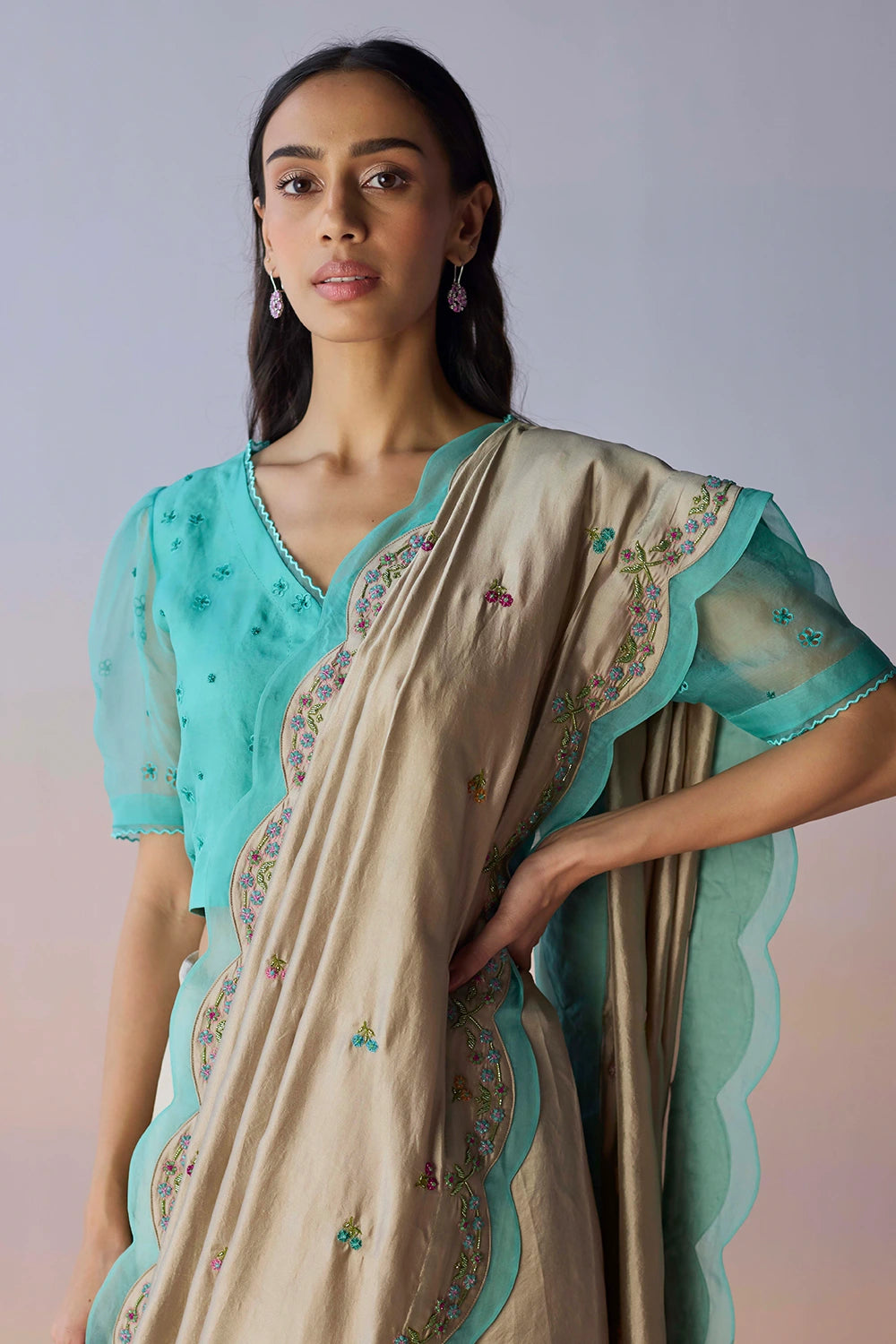 Ocean's Breath Embroidered Saree