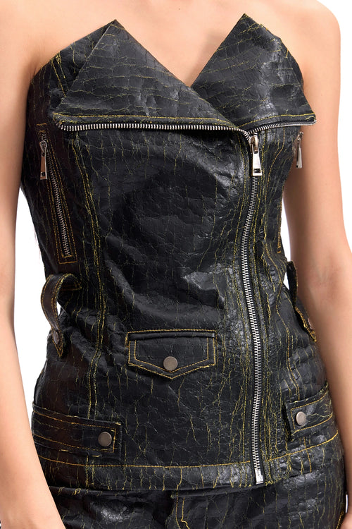 Cracked Leather Biker Corset
