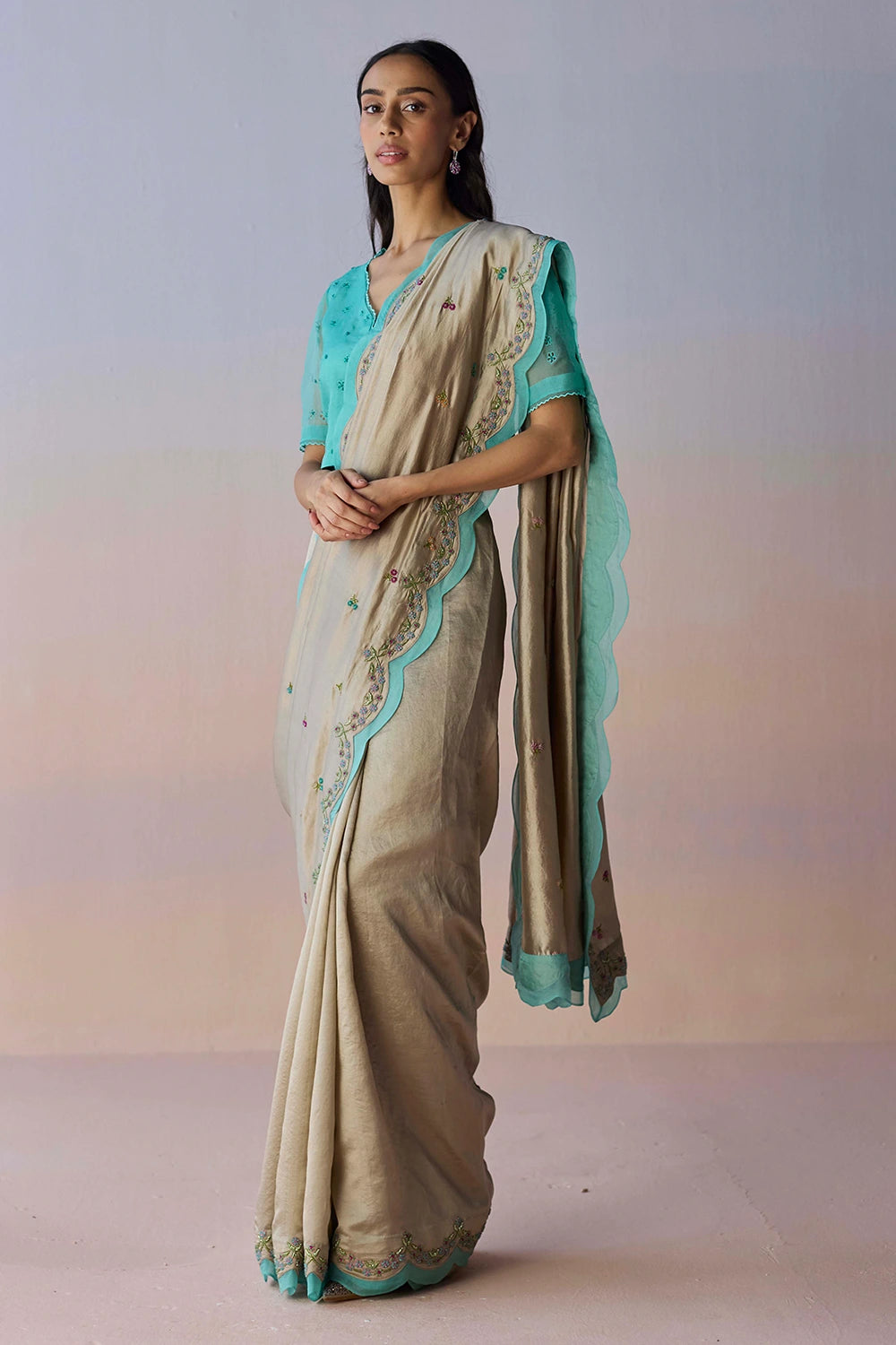 Ocean's Breath Embroidered Saree