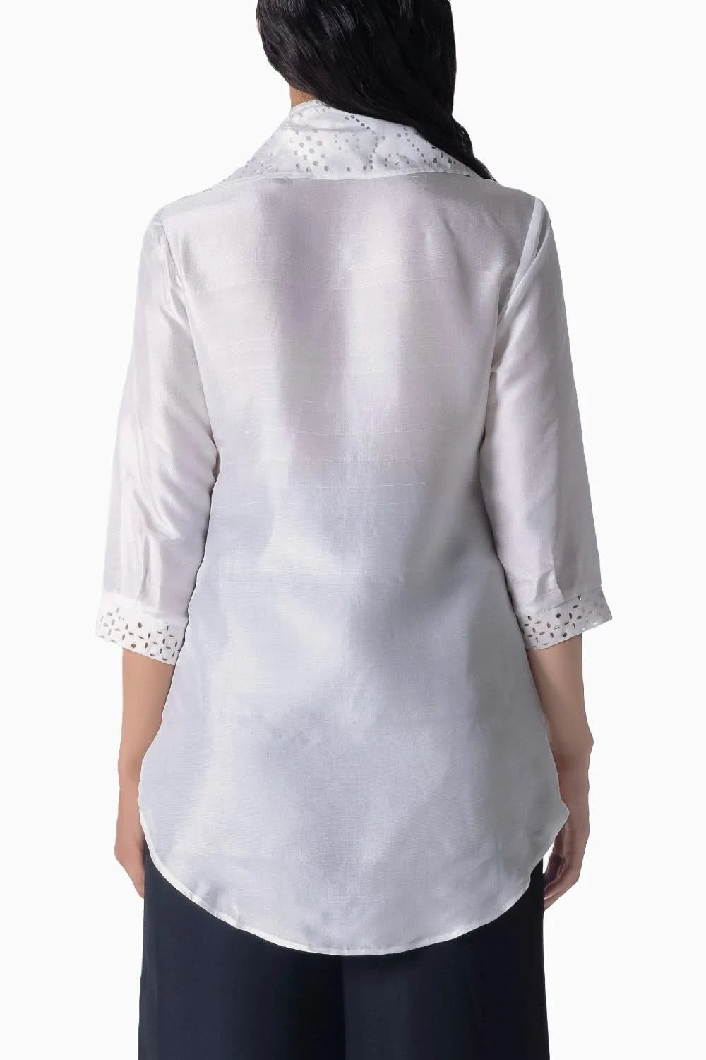 White Cutwork Scarf Shirt