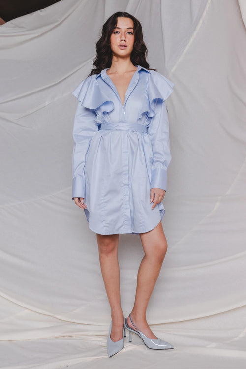 Skyline Blue Ruffle Dress