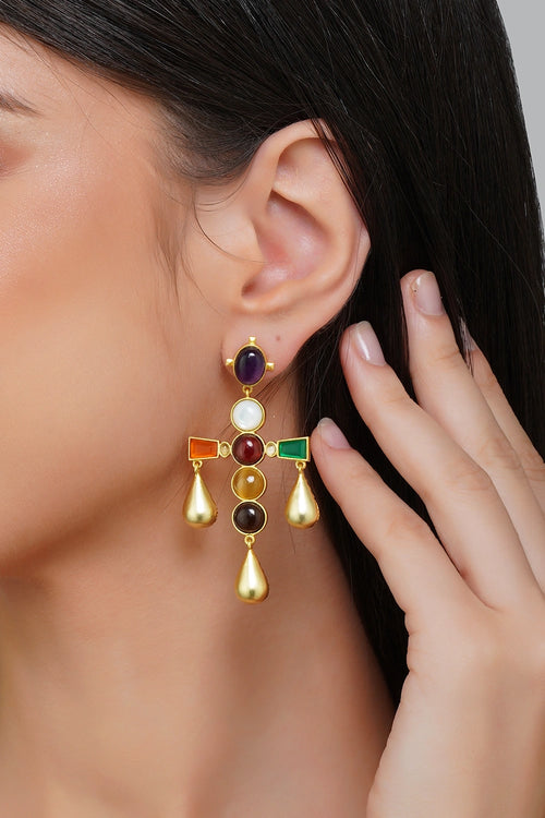 Colour Pop Navratna Earrings