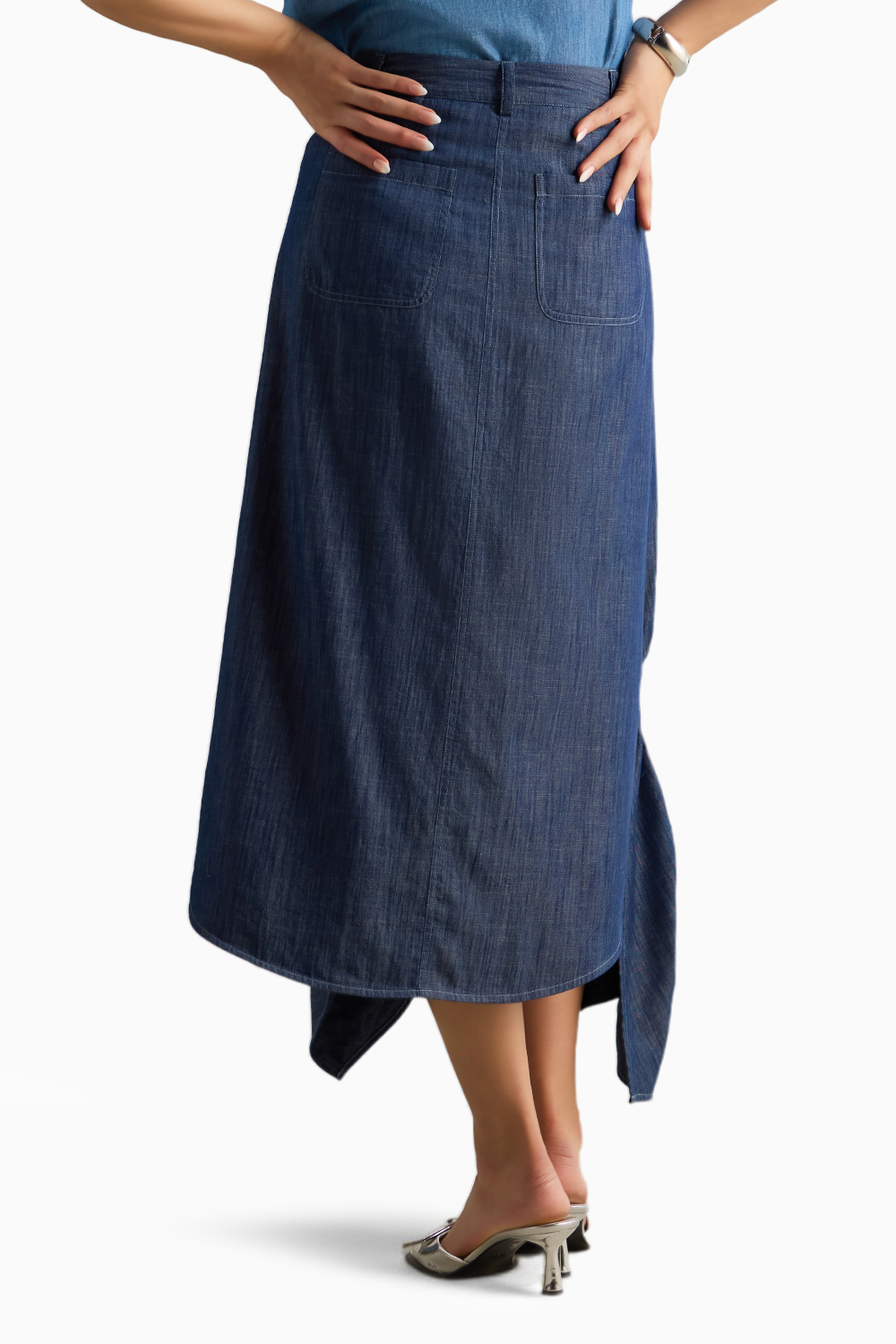 Denim Gathered Skirt