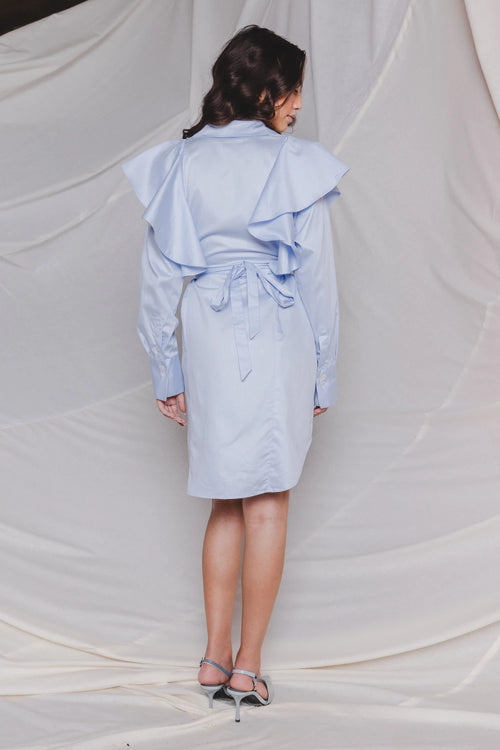 Skyline Blue Ruffle Dress