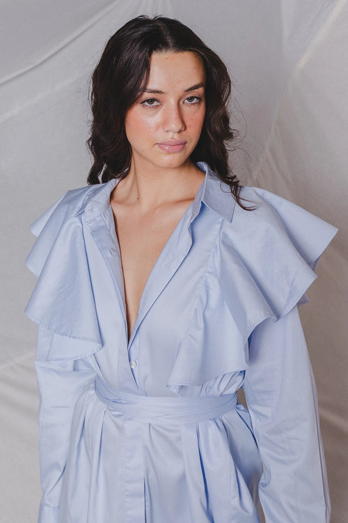 Skyline Blue Ruffle Dress