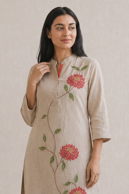 Natural Chrysanthemum Tunic Set