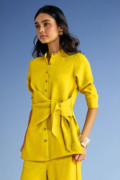 Linen-Textured Side-Tie Top