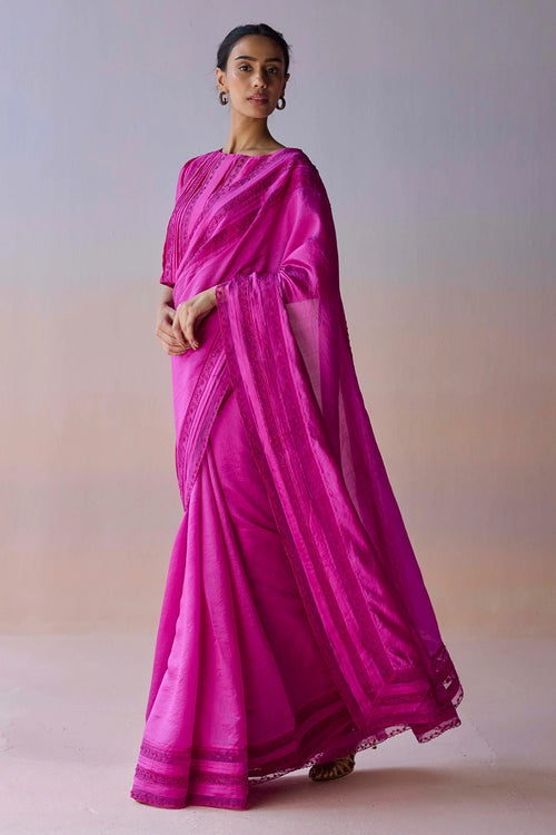 Whispering Ivy Embroidered Pink Saree