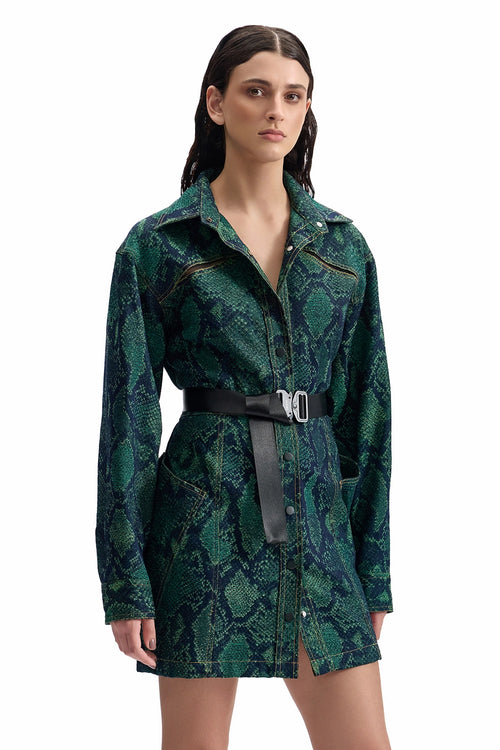 Serpent Denim Trucker Shirt Dress