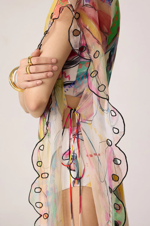 Multi Fler Cover Up Kaftan