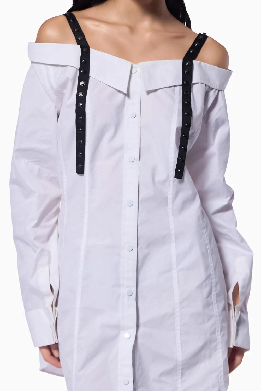 Off-Shoulder Shirt Dress - Main Image