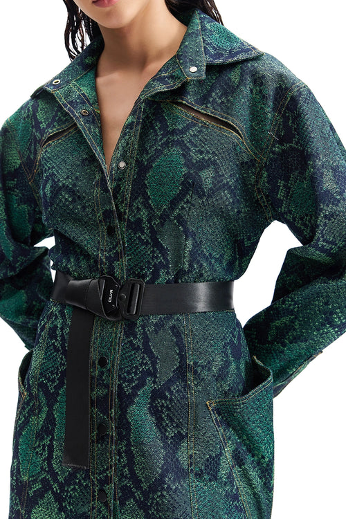 Serpent Denim Trucker Shirt Dress