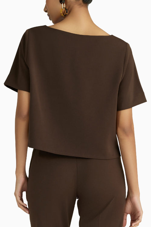 Chocolate Brown Stretch Suiting Jacket Top