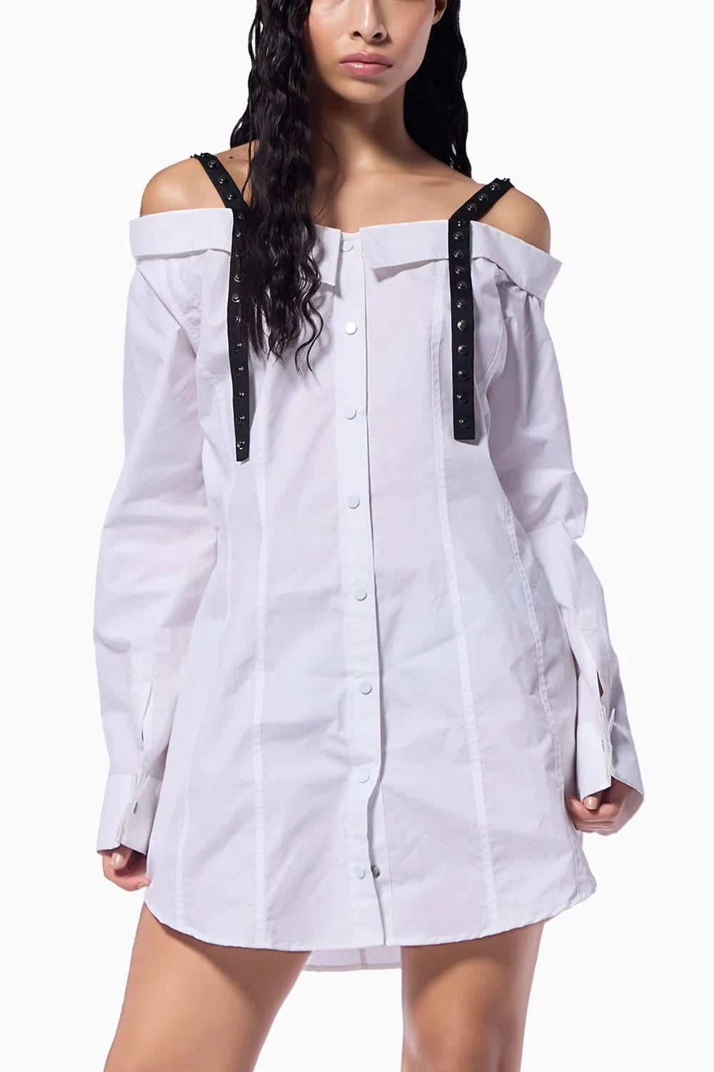 Off-Shoulder Shirt Dress