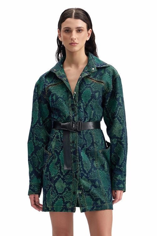 Serpent Denim Trucker Shirt Dress