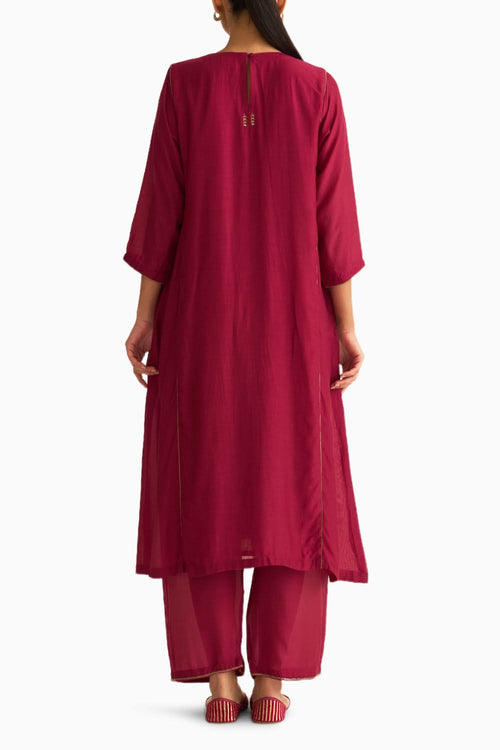 Veena Deep Red Kurta Set