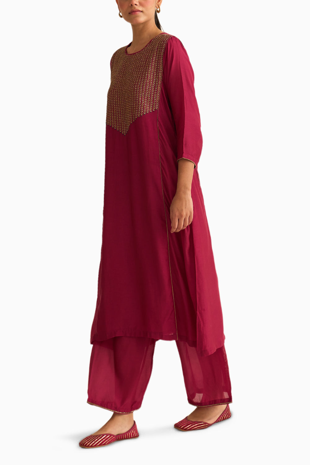 Veena Deep Red Kurta Set