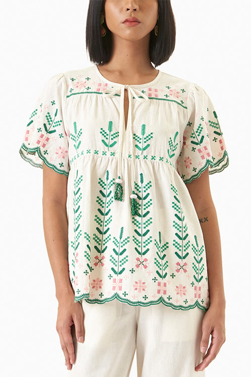 White Picotin Top