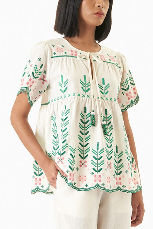 White Picotin Top