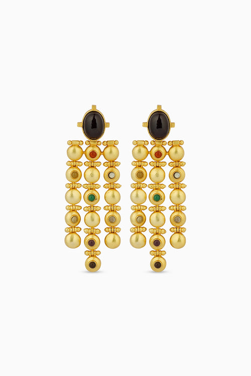 Power Drops Navratna Statement Earrings