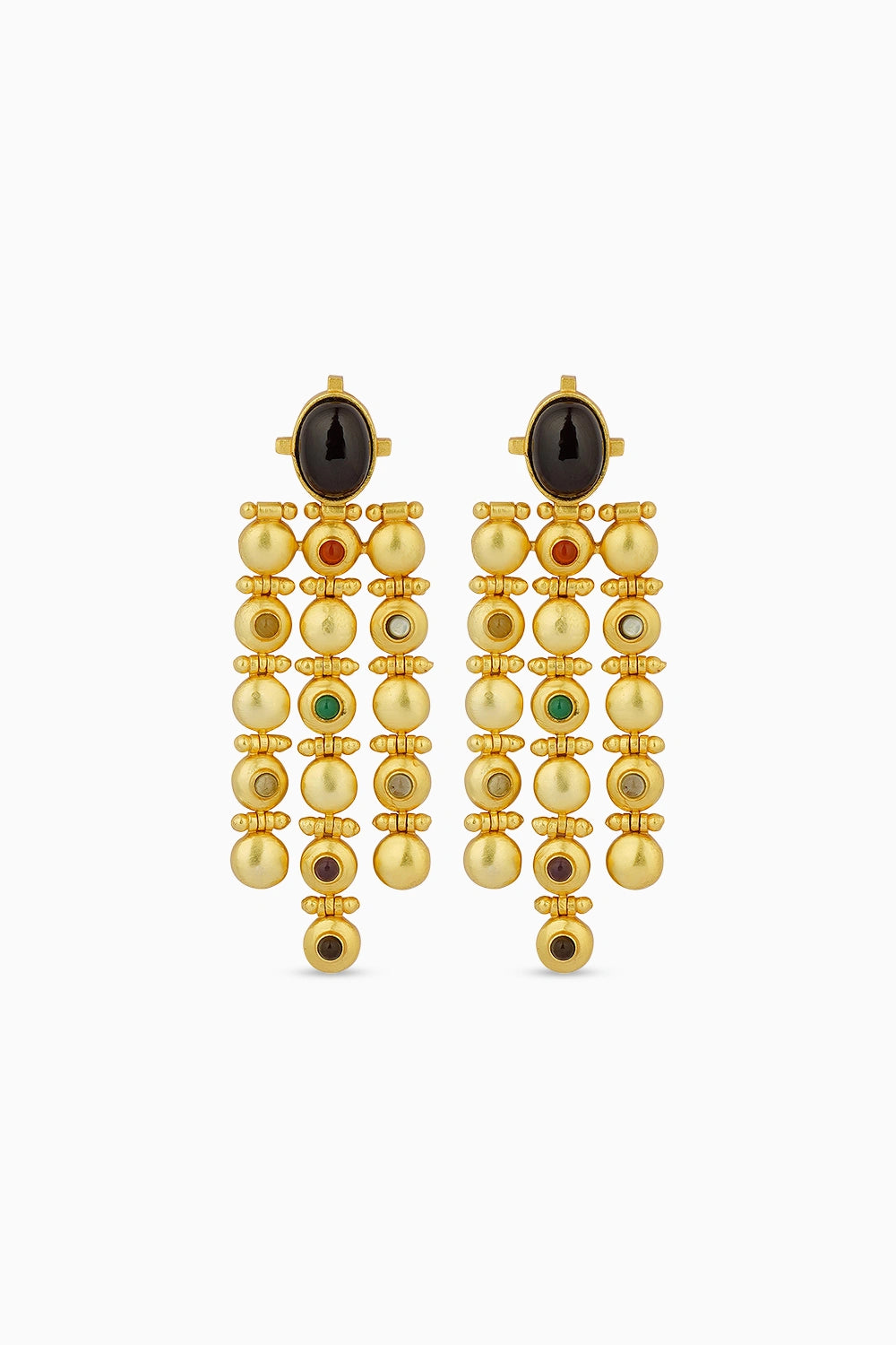 Power Drops Navratna Statement Earrings