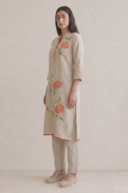 Natural Chrysanthemum Tunic Set