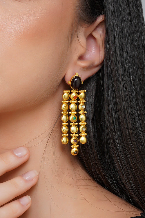 Power Drops Navratna Statement Earrings
