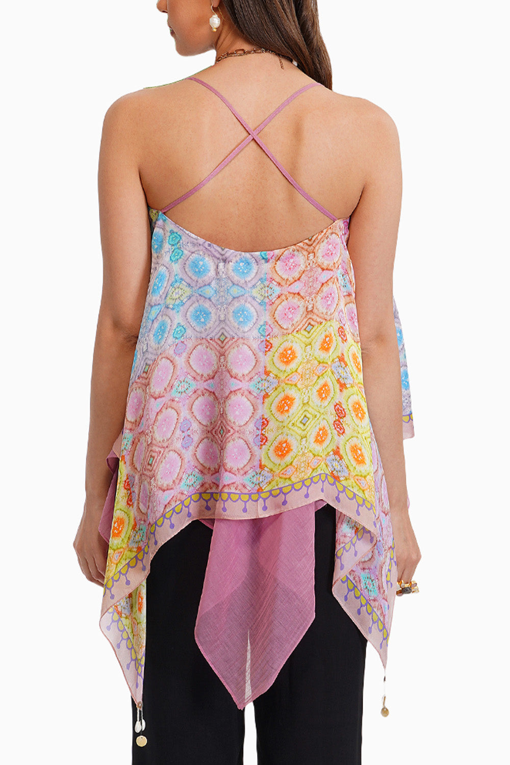 Tie- Dye Asymmetric Scarf Top