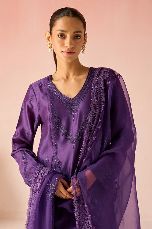 Purple Orchid Bahaara Chanderi Silk Kurta Set