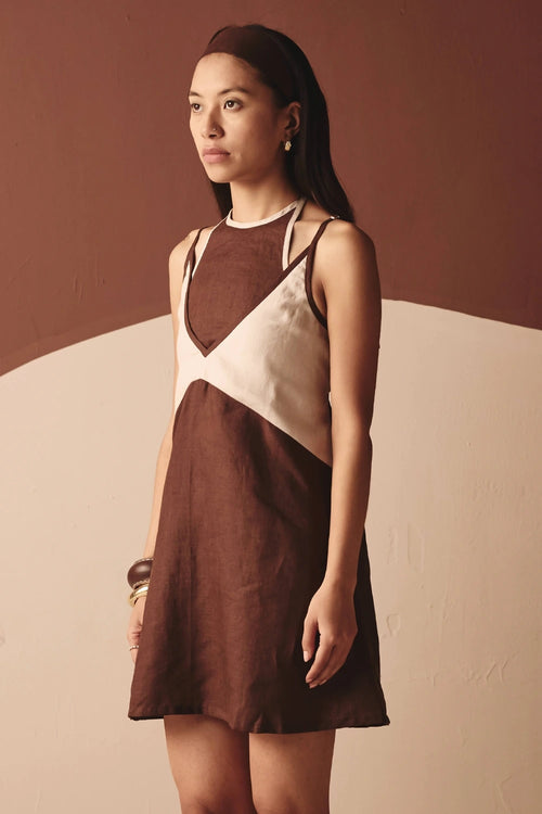Brown Zoe Tie-Up Dress
