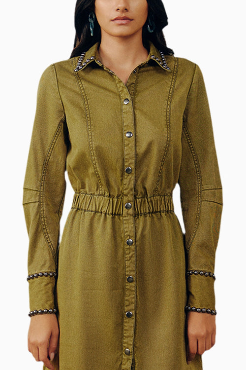 Washed Twill Studded Dress