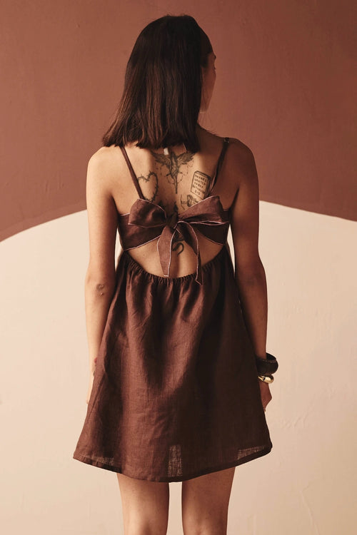 Brown Zoe Tie-Up Dress