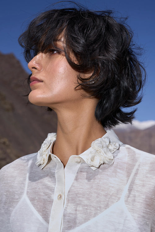 Floral Embroidered Linen Set