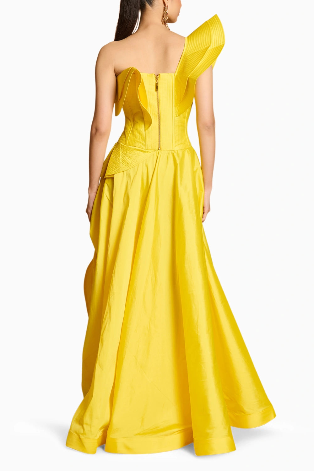 Spectrum Yellow Structural Corset With Umbrella Slit Skirt