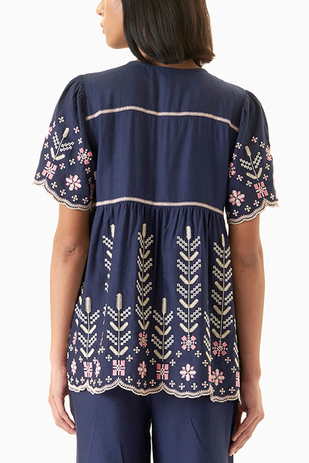 Navy Picotin Top