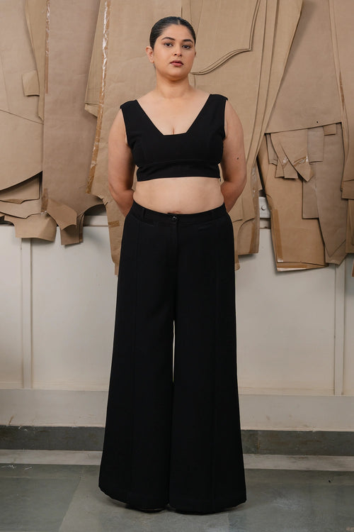 Black Seam Front Trousers