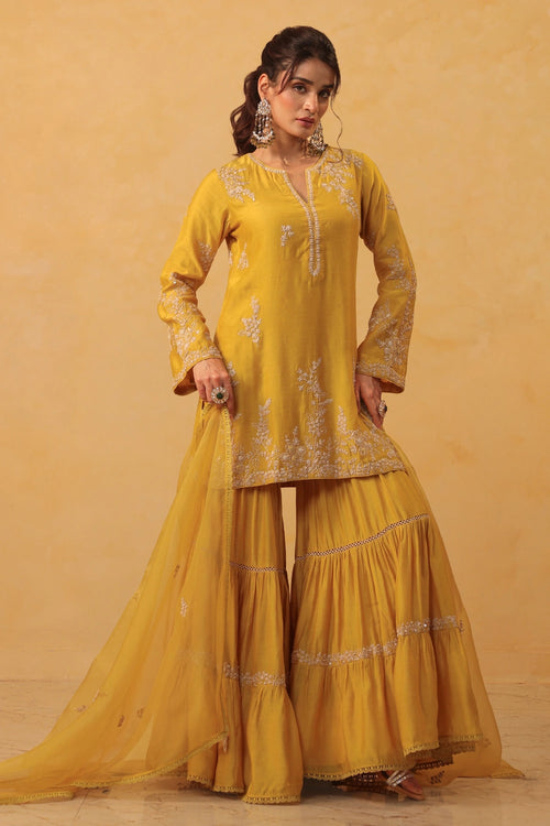 Vaayu Yellow Heavy Sharara Set